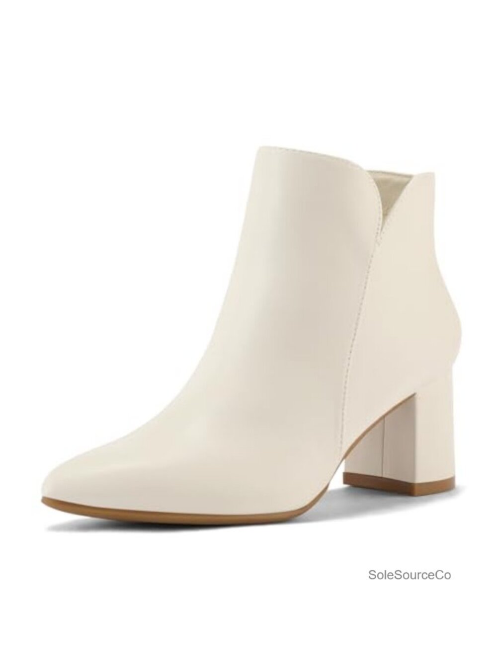Women's Ankle Boots Chunky Block Heel Pointed Toe Side Zip PU